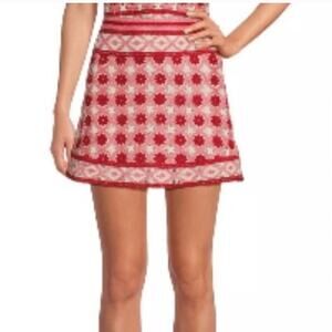 Chelsea & Violet Blossom Hibiscus Floral Crochet Sz MED Mini Skirt Cottage Boho